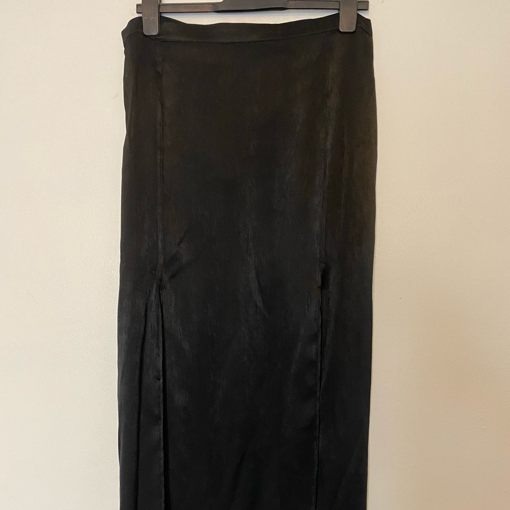 Topshop Satin Midi Slip Skirt w/ Front Slits